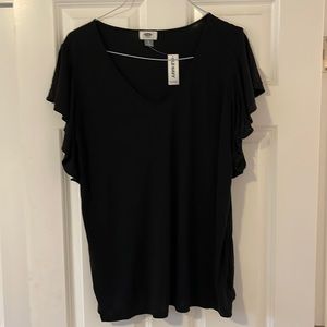 Cute black top with flutter sleeve